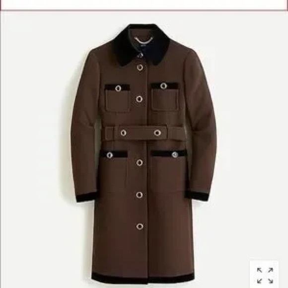 J. Crew Jackets & Blazers - J. Crew Black Velvet Trimmed Lady Day Coat in Italian Wool. Espresso RARE!
